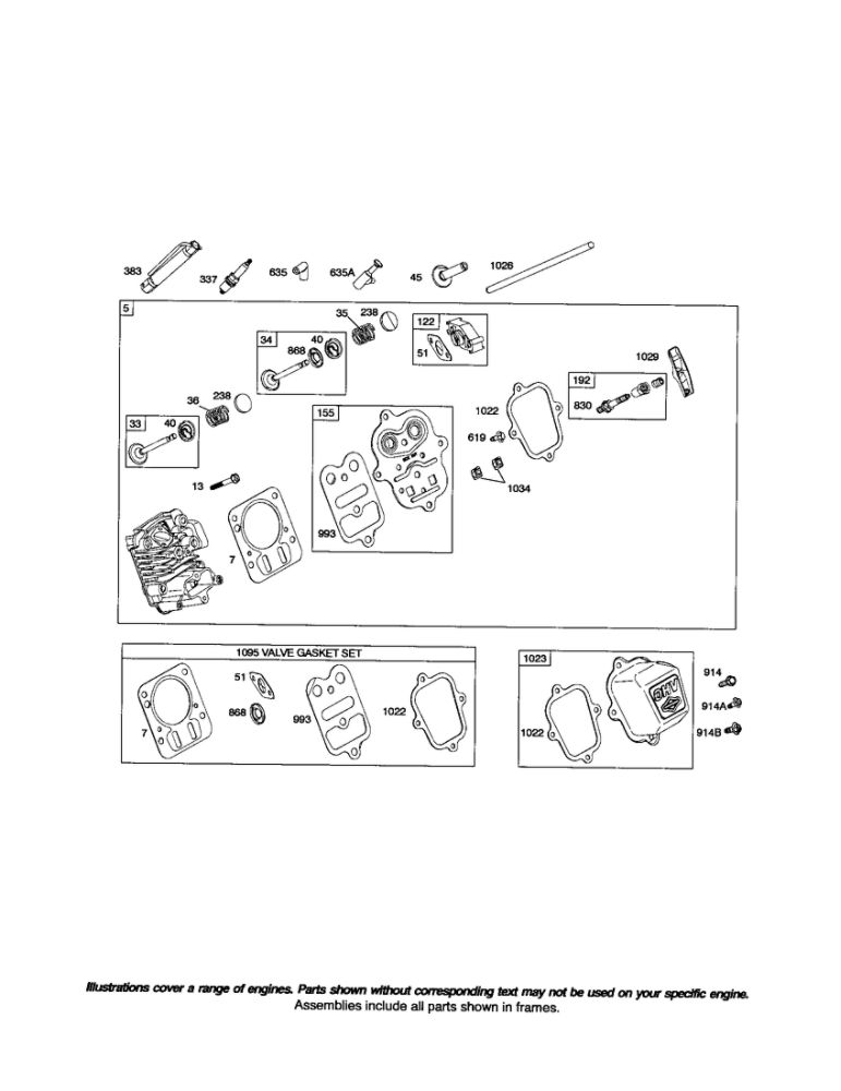Head-Cylinder Diagram and Parts List for 126300 0023-3776 Briggs and Stratton Engine